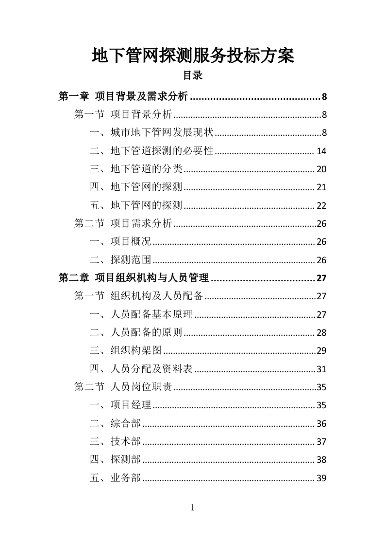 地下管网探测服务投标方案（389页）（2024年修订版）.docx 第1页