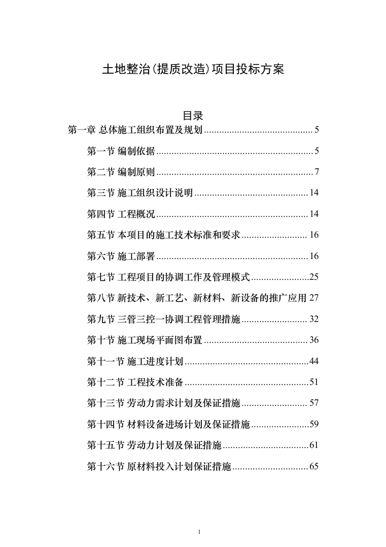 土地整治（提质改造）项目投标方案（348页）（2024年修订版）.docx 第1页
