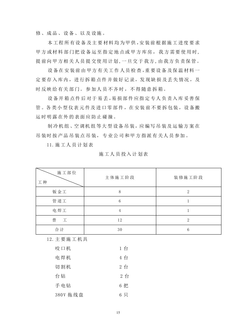 改建铁路新长线盐城站站房改造暖通工程施工组织设计方案.doc 第15页