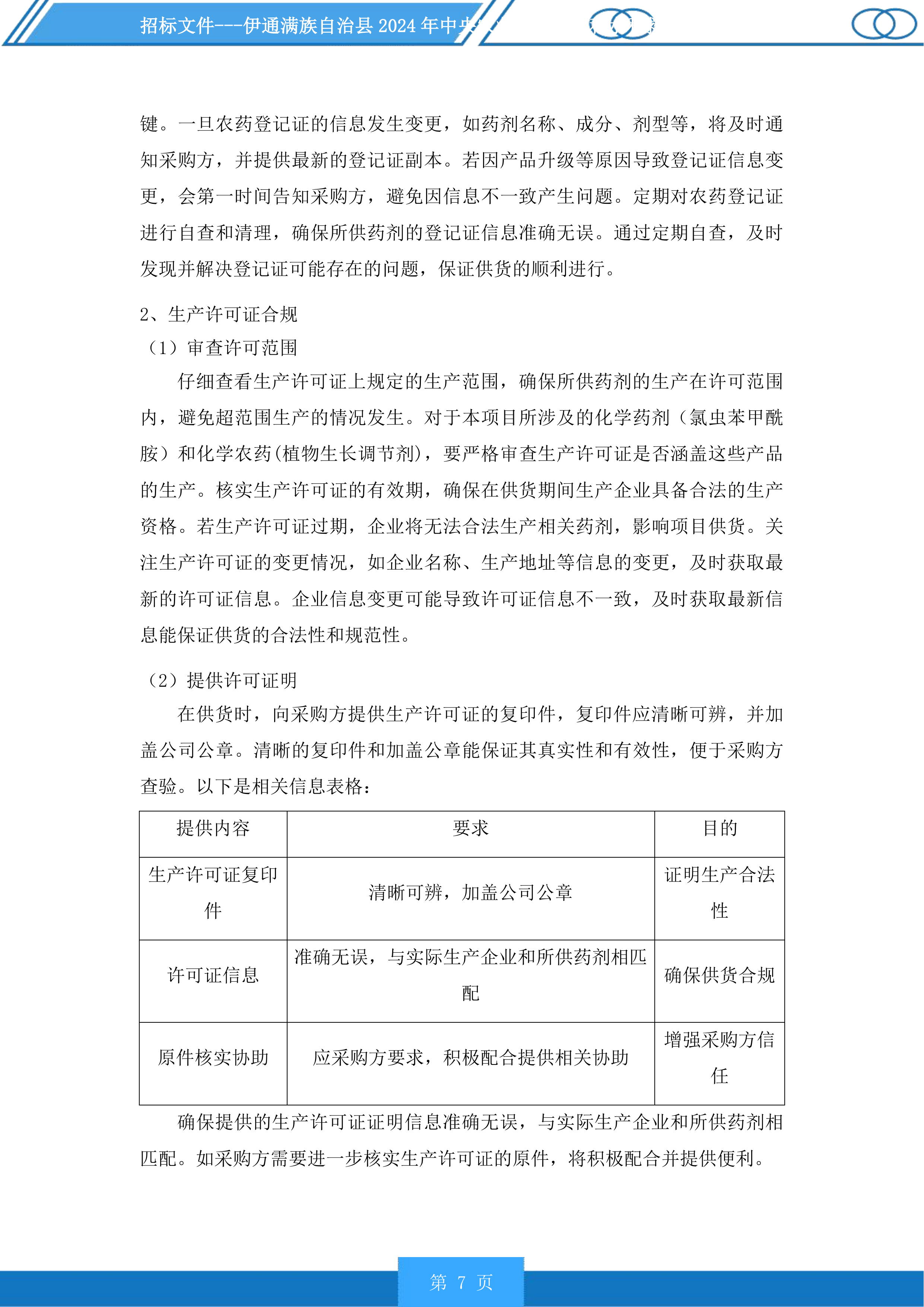 伊通满族自治县2024年中央农业防灾减灾和水利救灾资金实施药剂喷洒服务第一标段化学药剂投标方案.docx 第7页