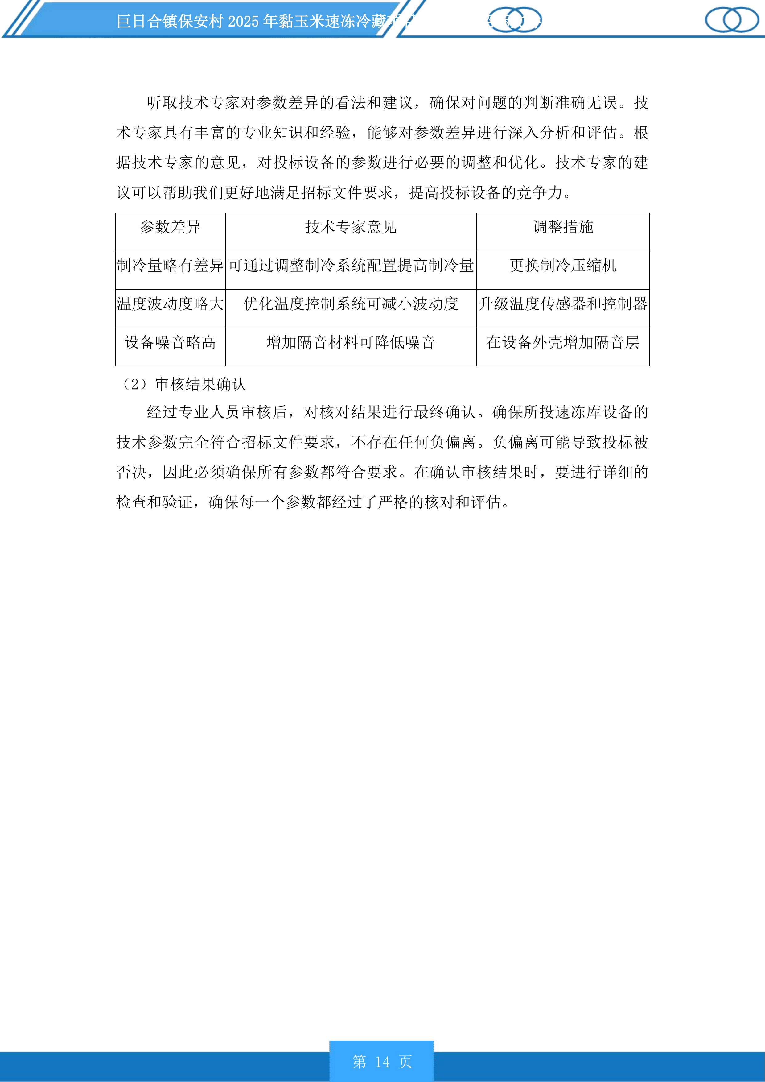 巨日合镇保安村2025年黏玉米速冻冷藏项目设备采购投标方案.docx 第14页