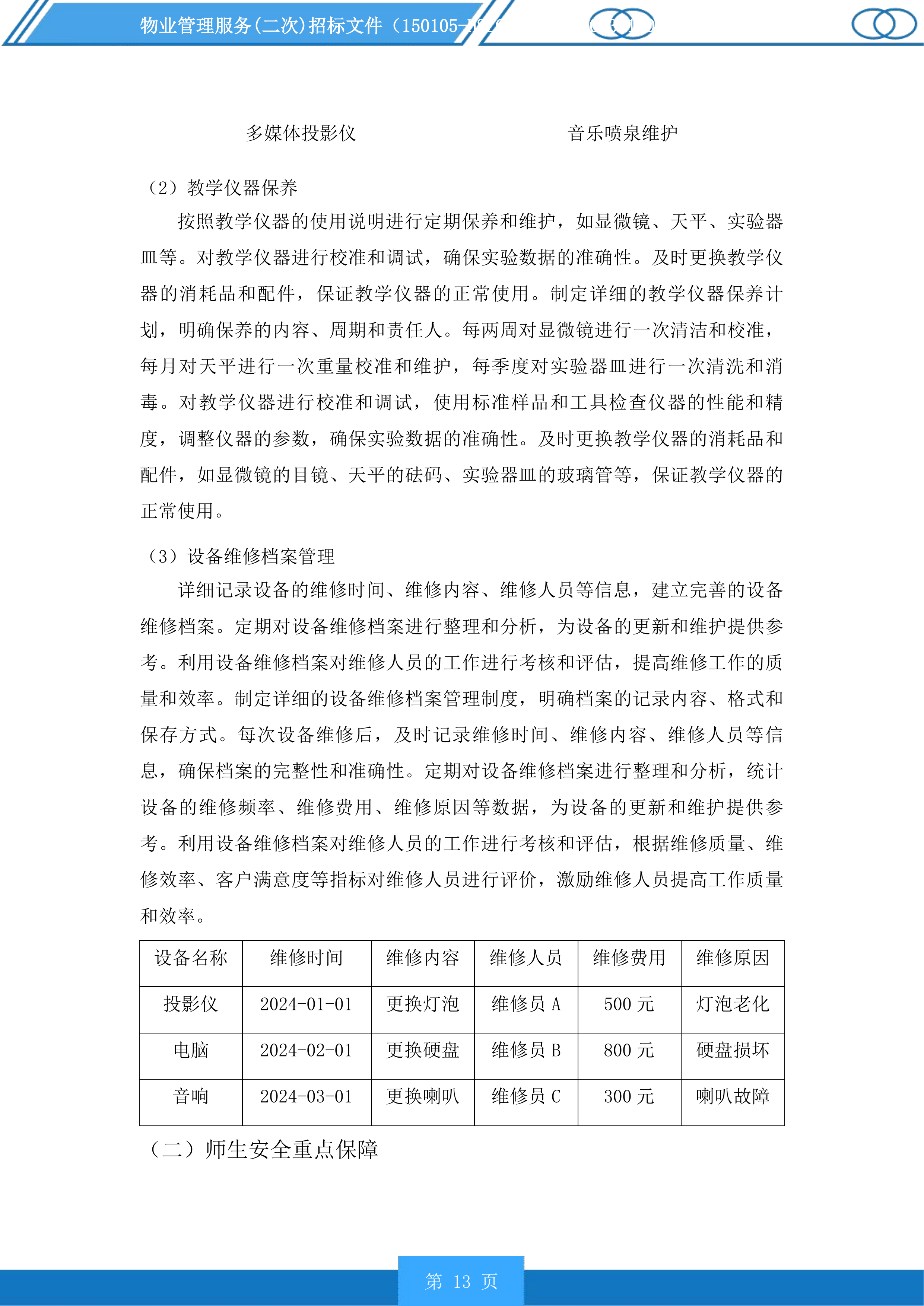 物业管理服务(二次)投标方案.docx 第13页