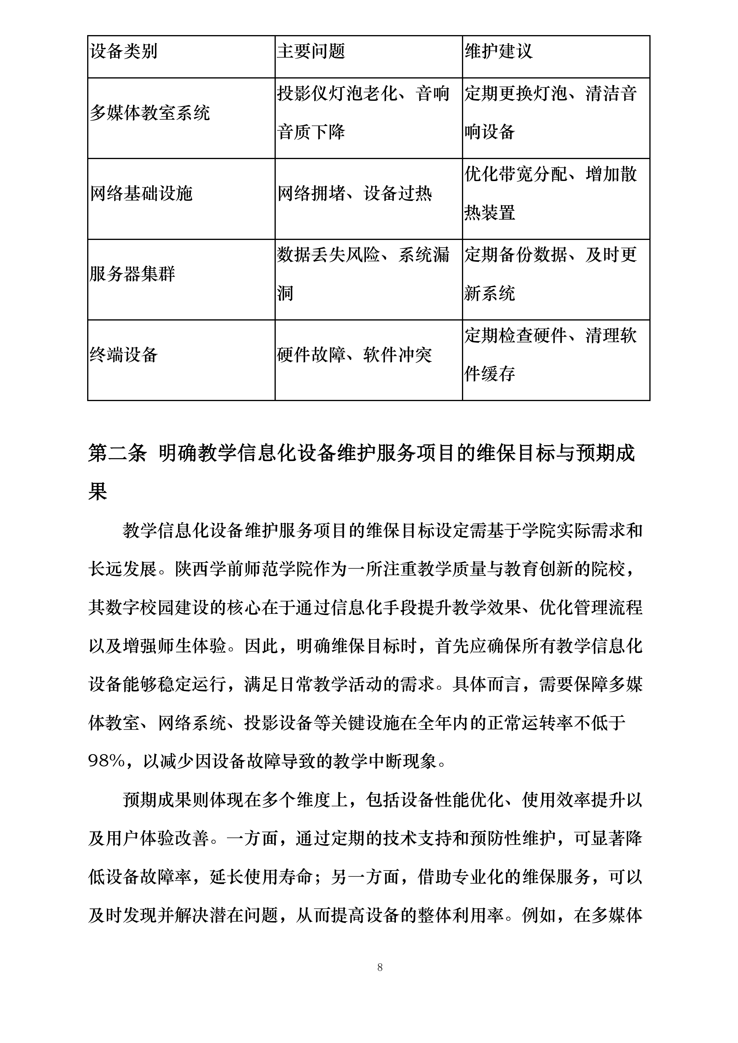 陕西学前师范学院数字校园达标建设项目—教学信息化设备维护服务项目投标方案.docx 第8页