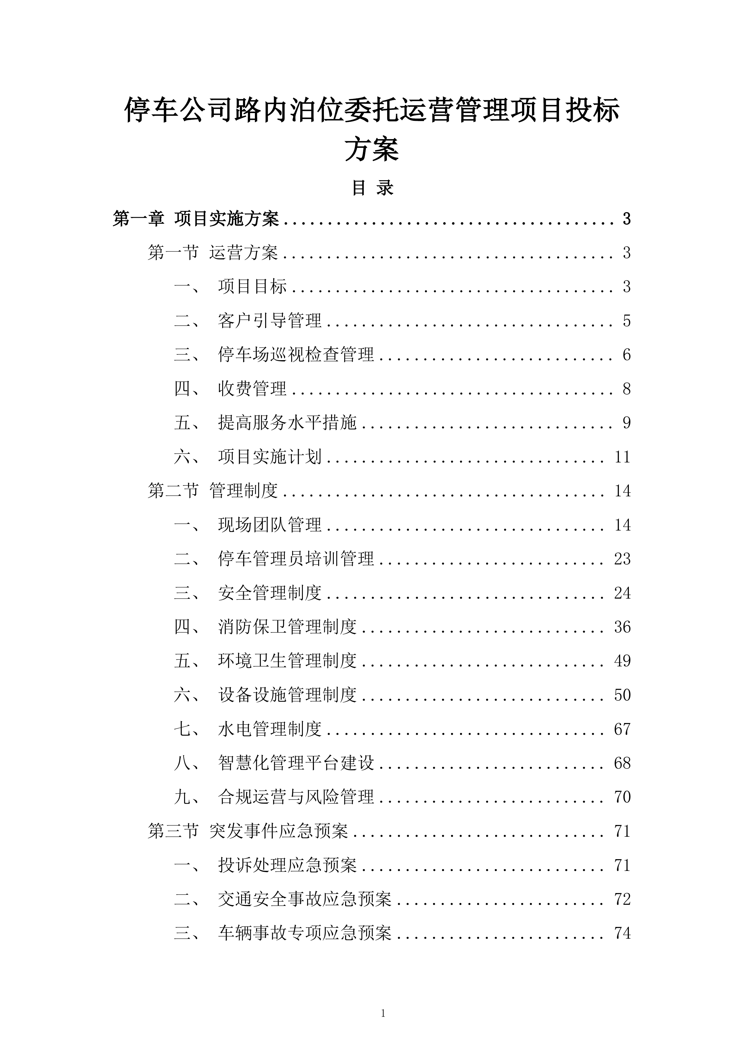 停车公司路内泊位委托运营管理项目投标方案.docx 第1页