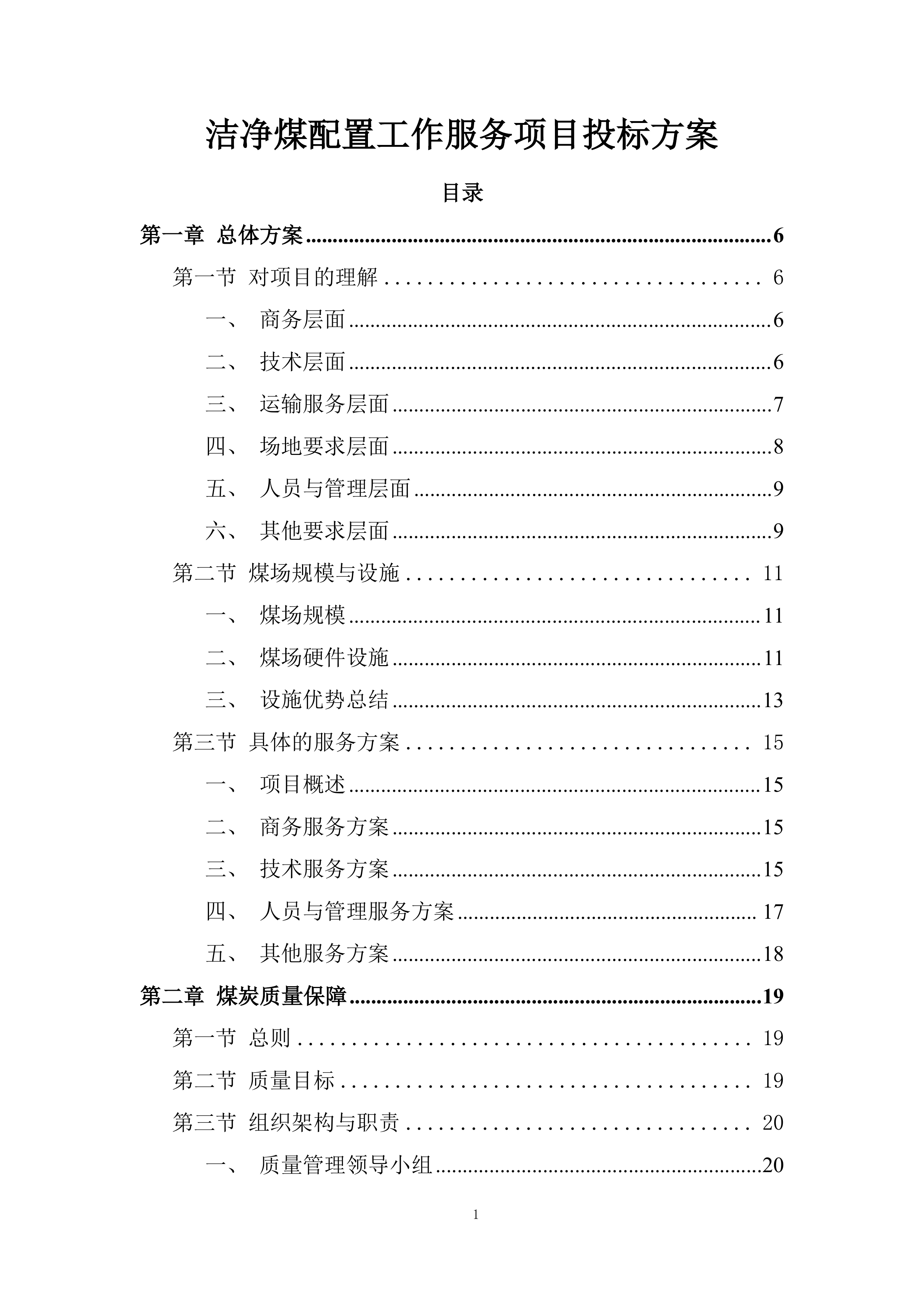 洁净煤配置工作服务项目投标方案.docx 第1页