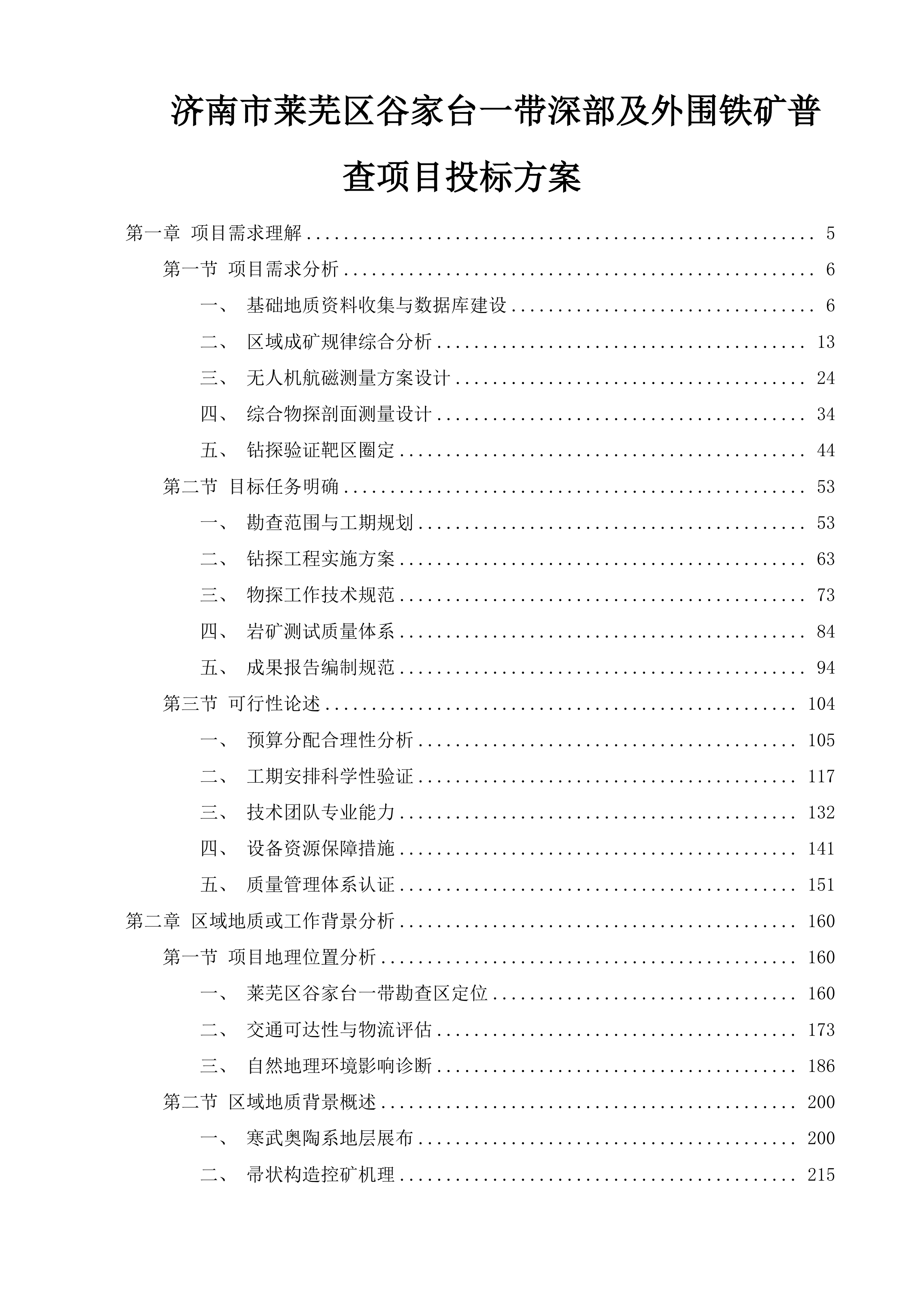 济南市莱芜区谷家台一带深部及外围铁矿普查项目投标方案.docx 第1页