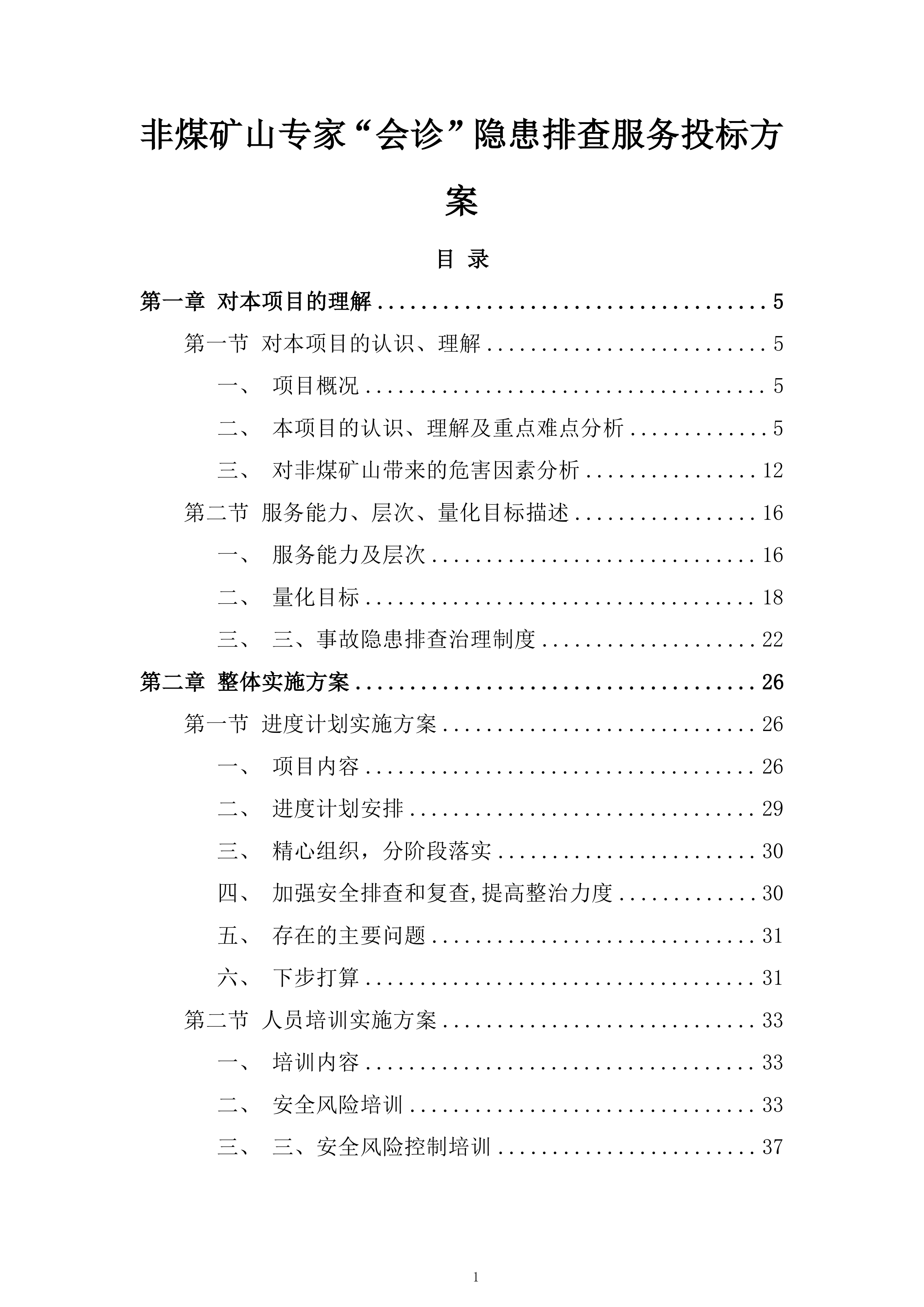 非煤矿山专家&ldquo;会诊&rdquo;隐患排查服务投标方案.docx 第1页