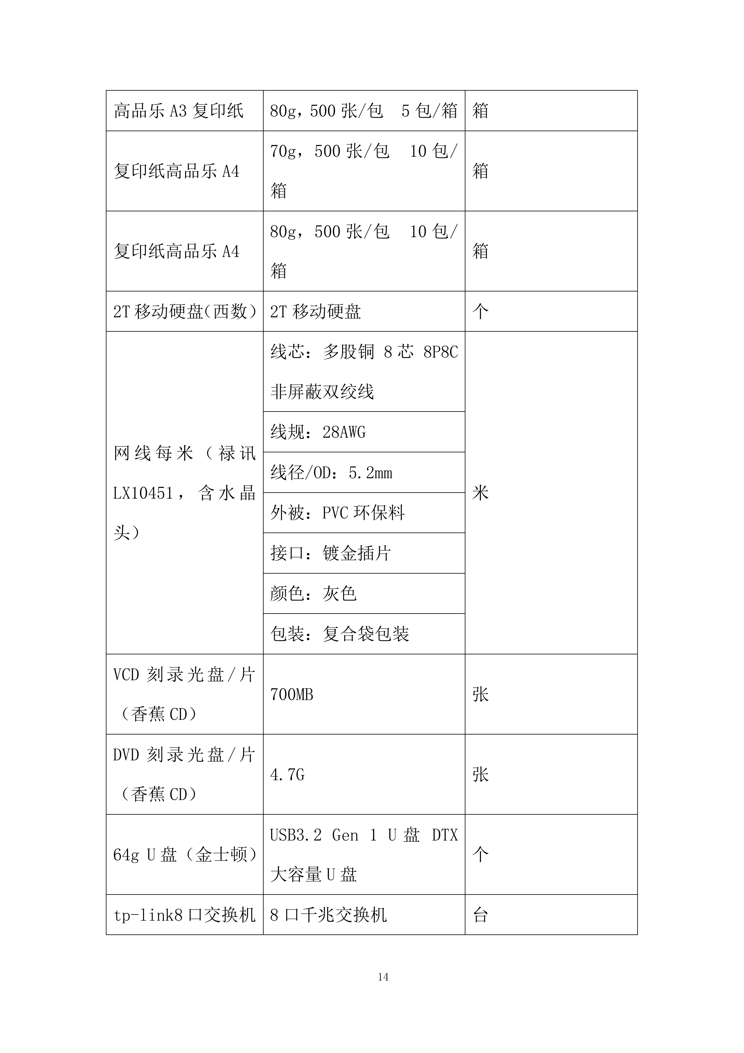 教育厅机关办公耗材购置项目投标方案.docx 第14页