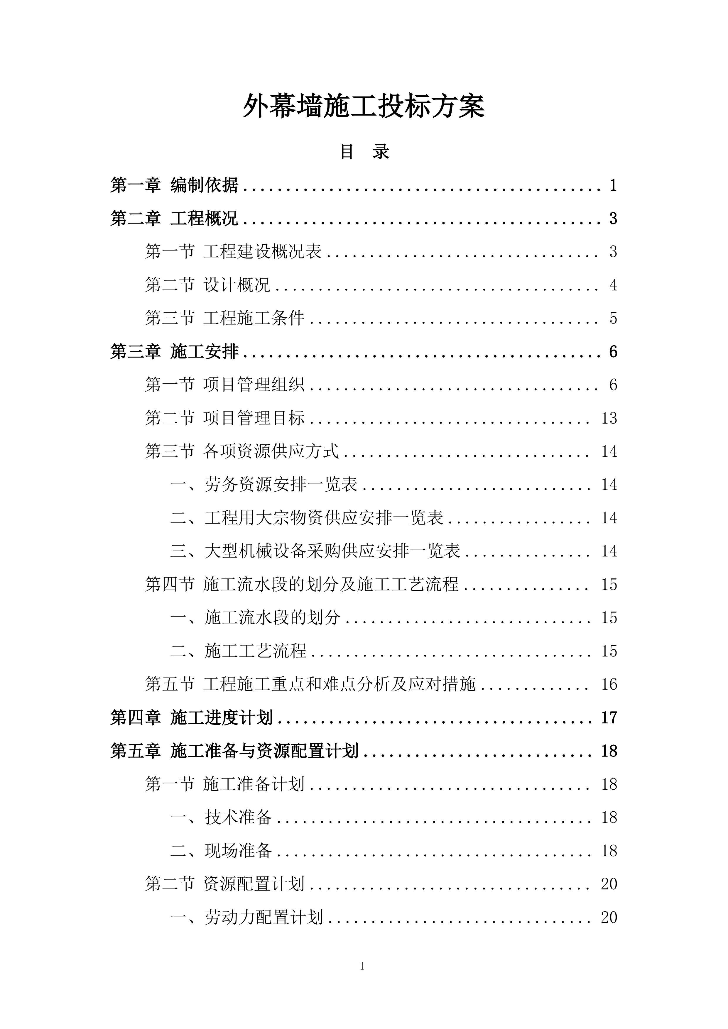 外幕墙施工投标方案.docx 第1页